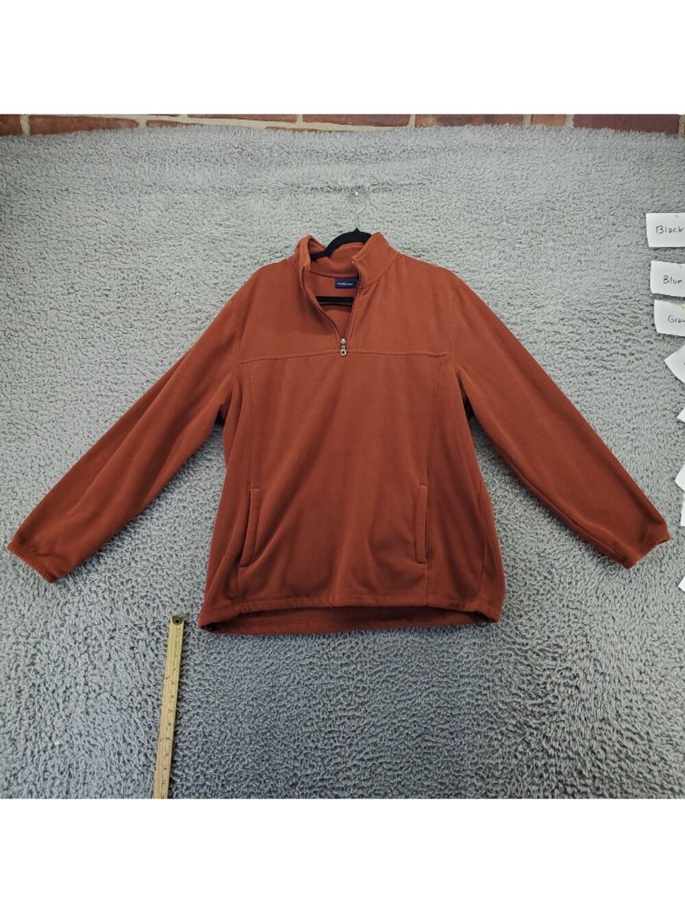 Croft & Barrow Shirt Mens Large Brown 1/4 Zip Pullover Fleece Sweatshirt